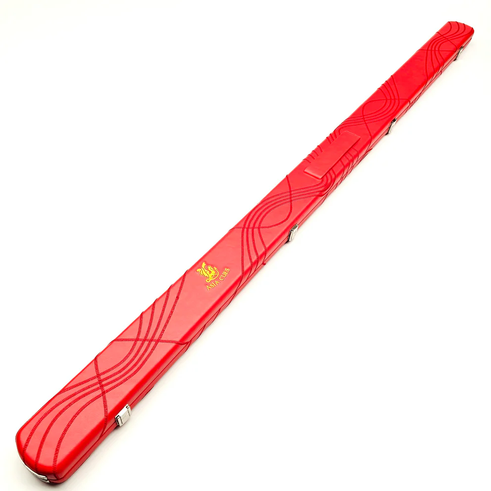 Asia Cues Wide Leather One Piece Cue Case - Wavy Red