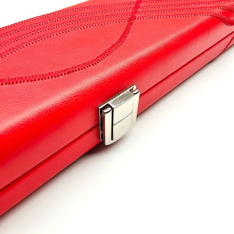 Asia Cues Wide Leather One Piece Cue Case - Wavy Red - Image 3