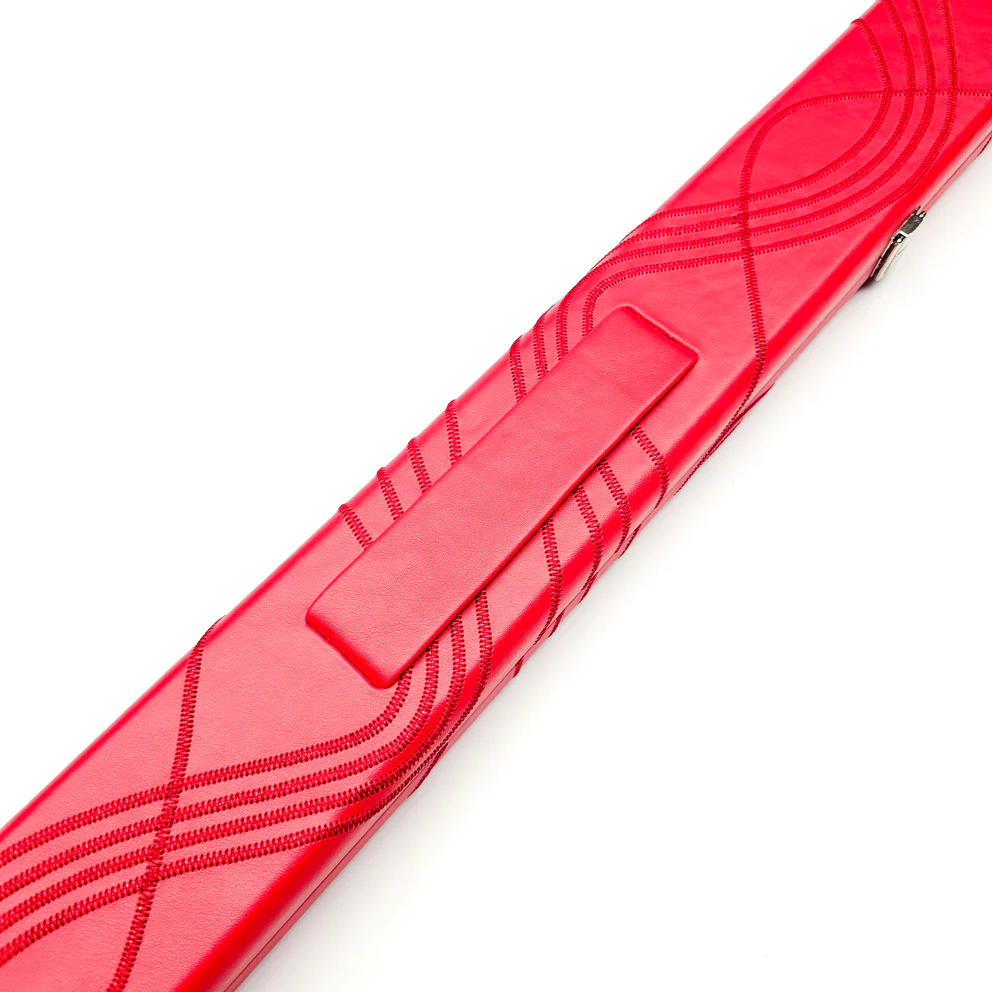 Asia Cues Wide Leather One Piece Cue Case - Wavy Red - Image 4
